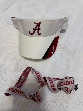 Nike White Visor with Crimson and Black Accents